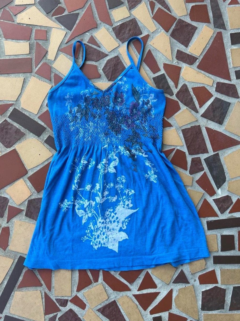Fairycore Blue Floral babydoll tank top
